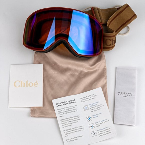 Chloe CH0072S 003 Ski Mask Matte Rust Orange Multilayer Blue Zeiss - Picture 1 of 11